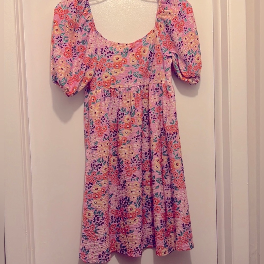 NEW Miss Selfridge v neck puff sleeve mini dress multi-color cluster floral